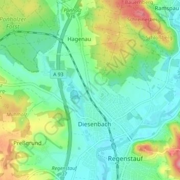 Mapa topográfico Neuhaus, altitud, relieve