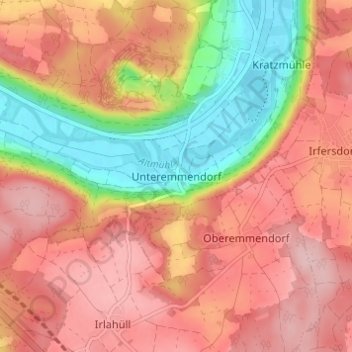 Mapa topográfico Unteremmendorf, altitud, relieve