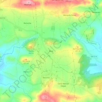Mapa topográfico Peral, altitud, relieve