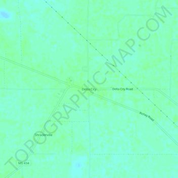 Mapa topográfico Delta City, altitud, relieve