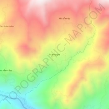Mapa topográfico Rumisapa, altitud, relieve