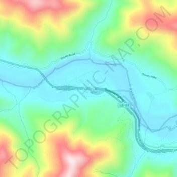 Mapa topográfico Stafford, altitud, relieve