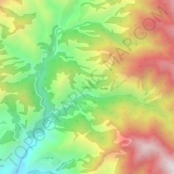 Mapa topográfico Nakra, altitud, relieve