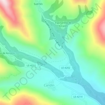 Mapa topográfico A Corona, altitud, relieve