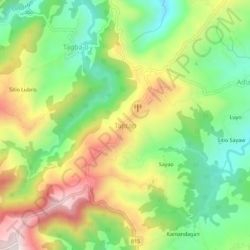 Mapa topográfico Taptap, altitud, relieve