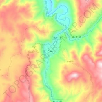 Mapa topográfico Cauri, altitud, relieve