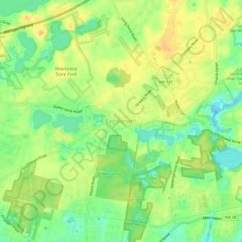 Mapa topográfico East Harwich, altitud, relieve