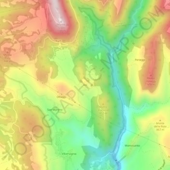 Mapa topográfico Vio, altitud, relieve