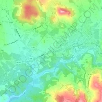 Mapa topográfico Le Chêne, altitud, relieve