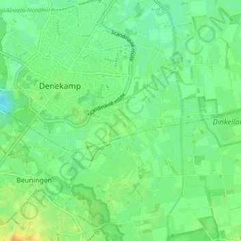 Mapa topográfico Berghum, altitud, relieve