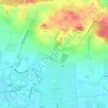 Mapa topográfico Buntsandstein, altitud, relieve