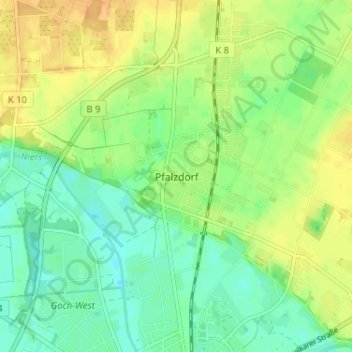 Mapa topográfico Pfalzdorf, altitud, relieve