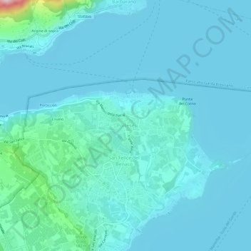 Mapa topográfico Portese, altitud, relieve