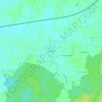 Mapa topográfico Les Chapelles, altitud, relieve