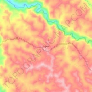 Mapa topográfico Cajete, altitud, relieve