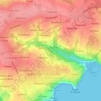 Mapa topográfico Le Nevent, altitud, relieve