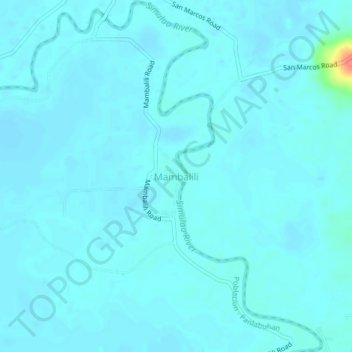 Mapa topográfico Mambalili, altitud, relieve
