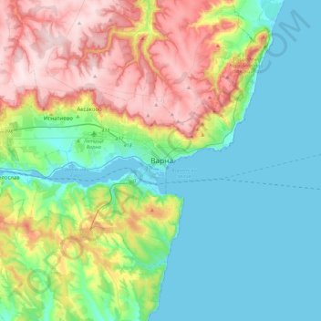 Mapa topográfico Warna, altitud, relieve
