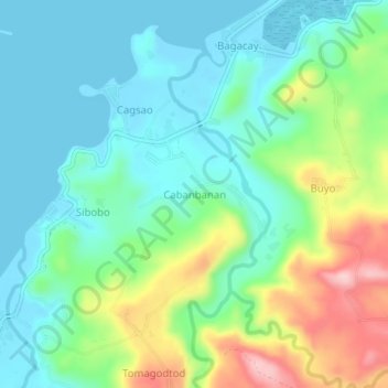 Mapa topográfico Cabanbanan, altitud, relieve