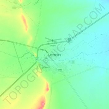 Mapa topográfico Xamdeboo, altitud, relieve