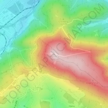 Mapa topográfico Hochfirst, altitud, relieve