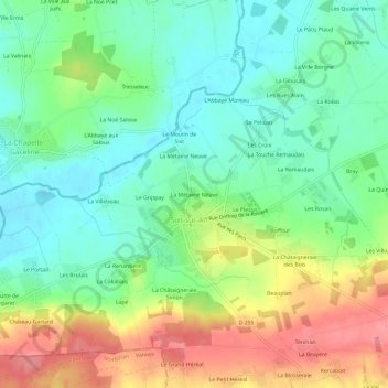 Mapa topográfico La Métairie Neuve, altitud, relieve