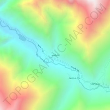 Mapa topográfico La Alfalfa, altitud, relieve