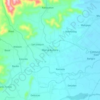 Mapa topográfico Maria Aurora, altitud, relieve