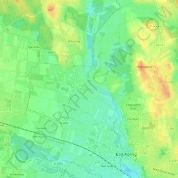 Mapa topográfico Mietraching, altitud, relieve