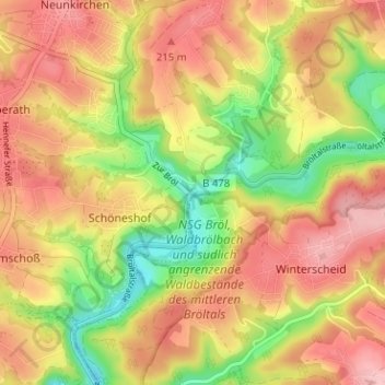 Mapa topográfico Ingersau, altitud, relieve