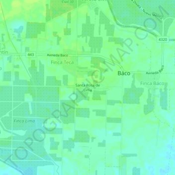 Mapa topográfico Santa Rosa de Lima, altitud, relieve