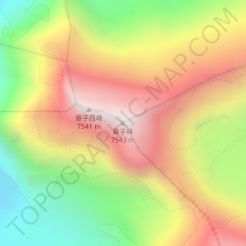Mapa topográfico 章子峰, altitud, relieve