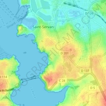 Mapa topográfico Le Rosais, altitud, relieve