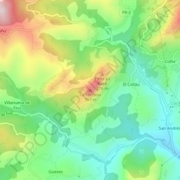 Mapa topográfico La Forcada, altitud, relieve