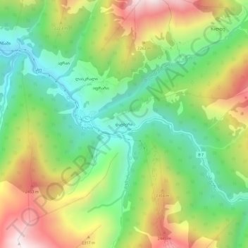 Mapa topográfico Davberi, altitud, relieve