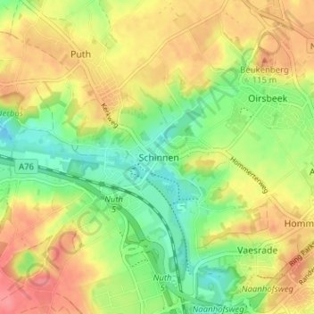 Mapa topográfico Schinnen, altitud, relieve
