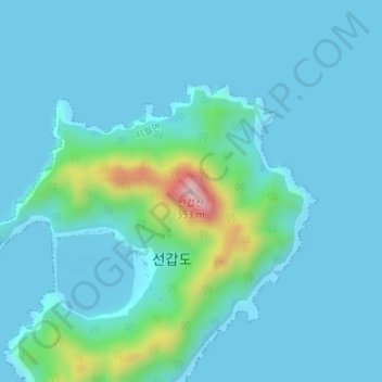 Mapa topográfico 선갑산, altitud, relieve