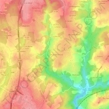 Mapa topográfico Le Guet du Marchand, altitud, relieve