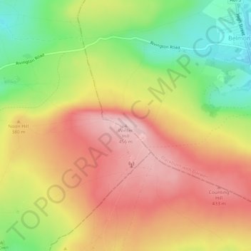 Mapa topográfico Winter Hill, altitud, relieve
