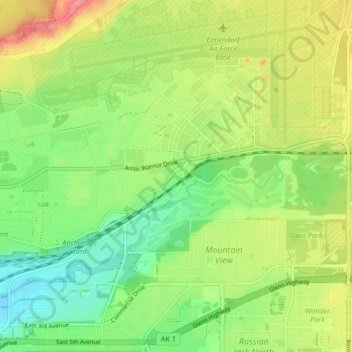 Mapa topográfico Wilson Village, altitud, relieve