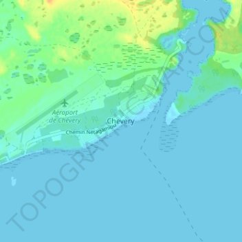 Mapa topográfico Chevery, altitud, relieve