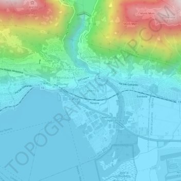 Mapa topográfico Tenero, altitud, relieve