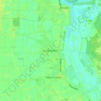 Mapa topográfico Groß Fullen, altitud, relieve