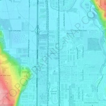 Mapa topográfico Meredith, altitud, relieve