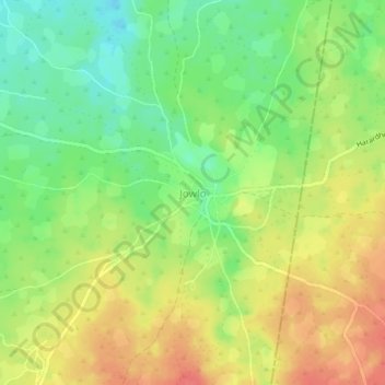 Mapa topográfico Jowlo, altitud, relieve