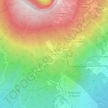 Mapa topográfico Canton Alvarez, altitud, relieve