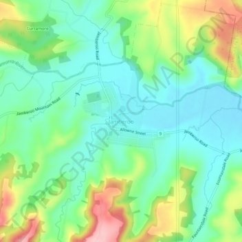 Mapa topográfico Jamberoo, altitud, relieve