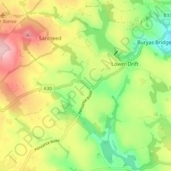 Mapa topográfico Catchall, altitud, relieve