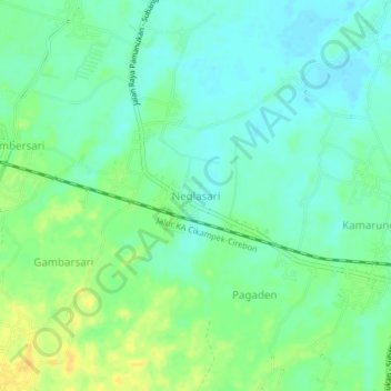 Mapa topográfico Neglasari, altitud, relieve