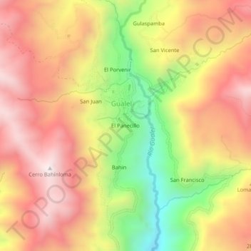 Mapa topográfico El Panecillo, altitud, relieve